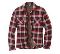 HULKAY Mens Long Sleeve Sherpa Fleece Flannel Shirts Button Down Berber Lined Shackets Warm Camp Shirts Plaid Jackets(Red,XXL)