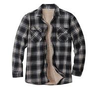 HULKAY Mens Long Sleeve Sherpa Fleece Flannel Shirts Button Down Berber Lined Shackets Warm Camp Shirts Plaid Jackets(Black,M)