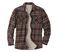 HULKAY Mens Long Sleeve Sherpa Fleece Flannel Shirts Button Down Berber Lined Shackets Warm Camp Shirts Plaid Jackets(Brown,M)