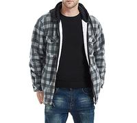 HULKAY Mens Long Sleeve Sherpa Fleece Flannel Shirts Button Down Berber Lined Shackets Warm Camp Shirts Plaid Jackets(Xb Black,XL)
