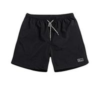 HULKAY Mens Solid Color Swim Trunks Lightweight Quick Dry Board Shorts with Pockets Elastic Waist Swimwear Beach Shorts(Black,3XL)