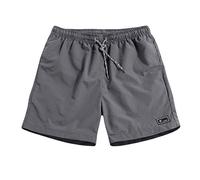 HULKAY Mens Solid Color Swim Trunks Lightweight Quick Dry Board Shorts with Pockets Elastic Waist Swimwear Beach Shorts(Gray,M)