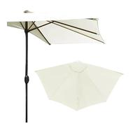 HULKAY Outdoor Half Umbrella Replacement Canopy 9ft 5 Ribs Patio Umbrella Replacement Canopy Small Half Umbrella Canopy For Backyard Pool Parasol(Khaki) (White)
