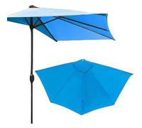 HULKAY Outdoor Half Umbrella Replacement Canopy 9ft 5 Ribs Patio Umbrella Replacement Canopy Small Half Umbrella Canopy For Backyard Pool Parasol(Khaki) (Blue)
