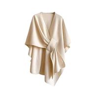 HULKAY The Fleece Drape Shawl, Elegant Warm Soft Open Front Poncho Sweater Wrap, Women's Elegant Knitted Shawl with Loop Closure for Spring Fall Winter (Beige)
