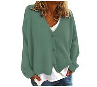 HULKAY Women's Floral Print Long Sleeve V-Neck Sweaters Button Down Ribbed Cuffs Knit Cropped Cardigan Sweater(Xc Green,L)