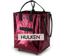 HULKEN - Large Cosmic Red Shopping Trolley on Wheels Foldable & Reusable - Rolling Shopping Bag with Wheels - Wheeled Tote - 66 lb Limit, Zipper Closure, Water-Resistance, & Unbreakable Handles