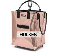 HULKEN - Large Rose Gold Shopping Trolley on Wheels Foldable & Reusable - Rolling Shopping Bag with Wheels - Wheeled Tote - 66 lb Limit, Zipper Closure, Water-Resistance, & Unbreakable Handles