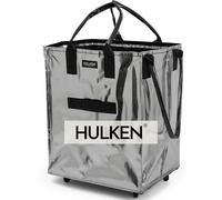 HULKEN - Large Silver Shopping Trolley on Wheels Foldable & Reusable - Rolling Shopping Bag with Wheels - Wheeled Tote - 66 lb Limit, Zipper Closure, Water-Resistance, & Unbreakable Handles