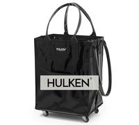 HULKEN - Medium Black Shopping Trolley on Wheels Foldable & Reusable - Rolling Shopping Bag with Wheels - Wheeled Tote - 66 lb Limit, Zipper Closure, Water-Resistance, & Unbreakable Handles