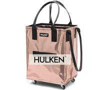 HULKEN - Medium Rose Gold Shopping Trolley on Wheels Foldable & Reusable - Rolling Shopping Bag with Wheels - Wheeled Tote - 66 lb Limit, Zipper Closure, Water-Resistance, & Unbreakable Handles