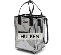 HULKEN - Medium Silver Shopping Trolley on Wheels Foldable & Reusable - Rolling Shopping Bag with Wheels - Wheeled Tote - 66 lb Limit, Zipper Closure, Water-Resistance, & Unbreakable Handles