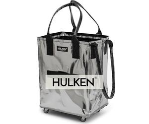 HULKEN - Medium Silver Shopping Trolley on Wheels Foldable & Reusable - Rolling Shopping Bag with Wheels - Wheeled Tote - 66 lb Limit, Zipper Closure, Water-Resistance, & Unbreakable Handles