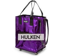 HULKEN - (Medium, Ultraviolet) Reusable Grocery Bag On Wheels, Shopping Trolley, Rolling Tote, Zipper Closure, Lightweight, Carries Up to 66 lb, Folds Flat, Unbreakable Handles
