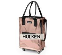 HULKEN (Small, Rose Gold) Reusable Grocery Bag On Wheels, Shopping Trolley, Rolling Tote, Zipper Closure, Lightweight, Carries Up to 33 lb, Folds Flat