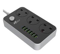 Hulker Power Strips with USB ports 3 Way Outlets 6 USB Ports Power Socket with 2M Bold Extension Cord Smart USB Charger UK Socket