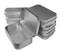 Hulless 6pcs Metal Hinged Tin Box Container Mini Portable Small Storage Container Kit Tin Box Container, Small Tin with Lid, Craft Container, Tin Empty Box, Home Storage 3.7x2.3x0.8 inch.
