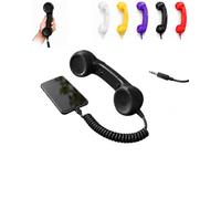 Hullo Telephone Handset, Retro Mobile Receiver with Cord，Black：3mm port | Hands Free on Your Shoulder, Nothing to Charge, Nothing to Pair, Cord That Springs Back, Retro Landline Style, USB-C or 3.5mm