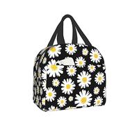 Hulnulnu Aesthetic Daisy Flower Insulated Lunch Bag Reusable Lunch Box Portable Cooler Lunch Tote for Picnic Office Work
