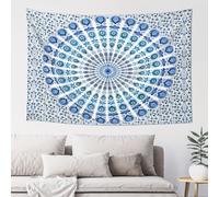 Hulnulnu Blue Sky Mandala Tapestry Wall Hanging Boho Bohemian Wall Hanging Cotton Tapestries for Bedroom Living Room Decor