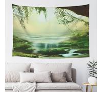 Hulnulnu Bright Sunlight Tapestry Forest Wall Hanging Landscape Jungle Wall Art Decorations for Use in Homestays,Cafes,Companies