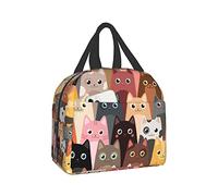 Hulnulnu Cute Cats Lunch Bag, Cartoon Kitties Insulated Tote Reusable Washable Thermal Cooler Picnic Food Carrier Travel Work School for Women Men Kids