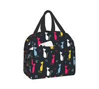 Hulnulnu Cute Color Cats Insulated Lunch Bag, Funny Cat Lunch Box, Cooler Thermal ReusableTote with Pocket for Women Men Work Office Picnic School