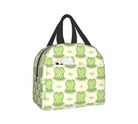 Hulnulnu Cute Frog and Dragonfly Insulated Lunch Bag Reusable Lunch Box Portable Cooler Lunch Boxes Waterproof Lunch Tote for Picnic Office Work