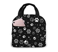 Hulnulnu Dog Paw Print and Star Insulated Lunch Bag Reusable Lunch Box Portable Cooler Lunch Boxes Waterproof Lunch Tote for Picnic Office Work