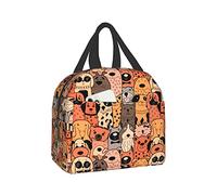 Hulnulnu Funny Doodle Dogs Thermal Lunch Bag - Colorful Animal Insulated Lunchbox Cooler Tote for Adults Kid Work School Picnic Camping Summer Beach