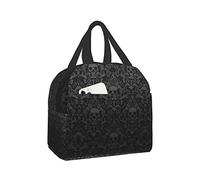 Hulnulnu Gothic Black Skull Insulated Lunch Bag Reusable Lunch Box Portable Cooler Lunch Boxes Waterproof Lunch Tote for Picnic Office Work