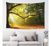Hulnulnu Green Forest Tapestry Wall Tyndall Effect Hanging Tapestry Nature Landscape Tapestry Sunshine Through Tree Tapestries for Bedroom Living Room Dorm Decor