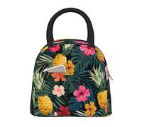 Hulnulnu Hibiscus Flowers Insulated Lunch Cooler Bag Reusable Lunch Box Portable Cooler Lunch Boxes Waterproof Lunch Tote for Picnic Office Work