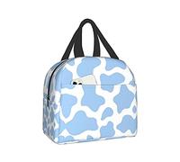 Hulnulnu Insulated Lunch Bag for Women, Cooler Tote Reusable Lunch Box Container for Work Office Travel Picnic Light Blue Cow Animal