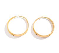 Hulnulnu Lady's Gold earrings, 14K gold-plated round-shaped stud earrings, with a large round circle and exaggerated ear hooks, are ideal gifts for sisters, girlfriends or mothers - women's jewelry.