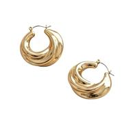 Hulnulnu Lady's Gold Earrings, 14K gold-plated wide-style stud earrings with a wide C-shaped ear hook design, are the ideal gift for sisters, girlfriends or mothers - women's jewelry.
