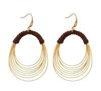 Hulnulnu Lady's Gold Earrings, 14K gold ring-shaped stud earrings, with a geometric multi-ring twisted ear hook design, are the ideal gifts for sisters, girlfriends or mothers - women's jewelry
