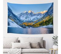Hulnulnu Lakeside Sunshine Snow Mountain Landscape Tapestry for Bedroom, Nature Lake Scenery Wall Tapestry Hanging for Living Room