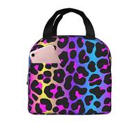 Hulnulnu Leopard Neon Animal Print Insulated Lunch Bag Reusable Lunch Box Portable Cooler Lunch Boxes Waterproof Lunch Tote for Picnic Office Work