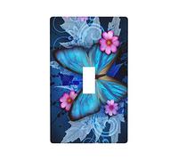 Hulnulnu Light Switch Covers Plate Blue Butterfly Single Toggle Funny Wall Plate Decorative Light Switch Cover for Women Girls Bedroom Kitchen Living Room