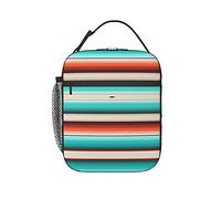 Hulnulnu Mexican Turquoise Stripes Insulated Lunch Bag Reusable Insulated Lunch Box Portable Meal Tote Bag for Work School Travel Picnic