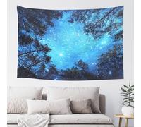 Hulnulnu Night Forest Under a Blue Starry Sky Forest Starry Tapestry Galaxy Tree Tapestry for Bedroom Aesthetic Night Sky Tapestries Wall Hanging for Room Decor
