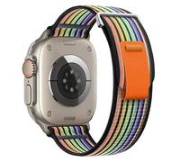 Hulnulnu Nylon Watch Strap, Quick Release Replacement Watch Band for Women Men, Smartwatch Straps Width - 38/40/41/42mm（Black Rainbow）