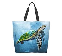 Hulnulnu Sea Turtle Deep Sea Tote Bag for Women Travel Work Shopping Grocery Top Handle Purses Large Totes Reusable Handbags Shoulder Bags
