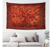 Hulnulnu Tapestry Orange Tree of Life Wall Hanging Psychedelic Tapestries Indian Wall Decor Blanket Wall Art for Cafes Companies Bedroom Décor