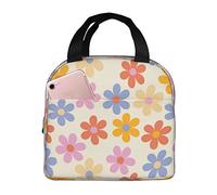 Hulnulnu Vintage Daisy Flower Insulated Lunch Bag Reusable Lunch Box Portable Cooler Lunch Boxes Waterproof Lunch Tote for Picnic Office Work