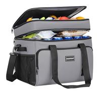 Hulongo Cool Bag, 42L Double Cool Box, Insulated Cooler Bag, Grey