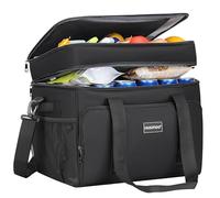 Hulongo Cool Bag Insulated Cooler Bag Waterproof Picnic Double Thermal Bag For Camping, Travel, Grocery Shopping & Fishing, 42L, Black