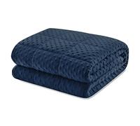 Huloo Sleep Weighted Blanket Twin 12lbs for Adult(48"×72",Navy Blue) Breathable Soft Minky Weighted Throw Blanket for All Season,Heavy Blanket with Premium Glass Beads