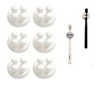 Huloxin Pack of 6 Silicone Toothbrush Holders - Self-Adhesive & Waterproof - Wall Hooks for Bathroom & Kitchen (White)
